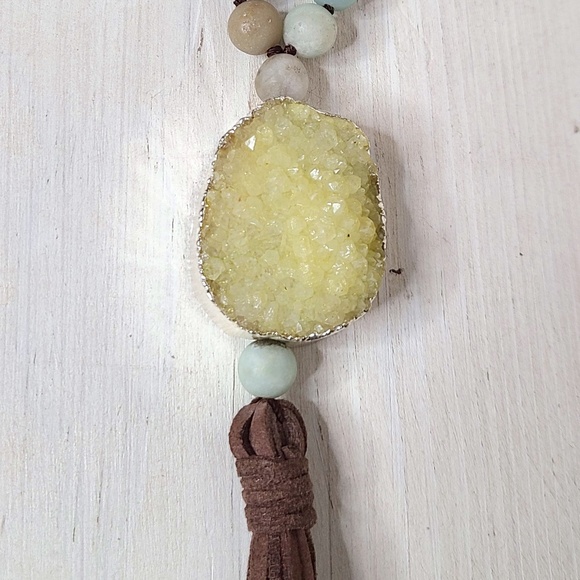 Amazonite Necklace w/ Druzy Pendant - Picture 4 of 5